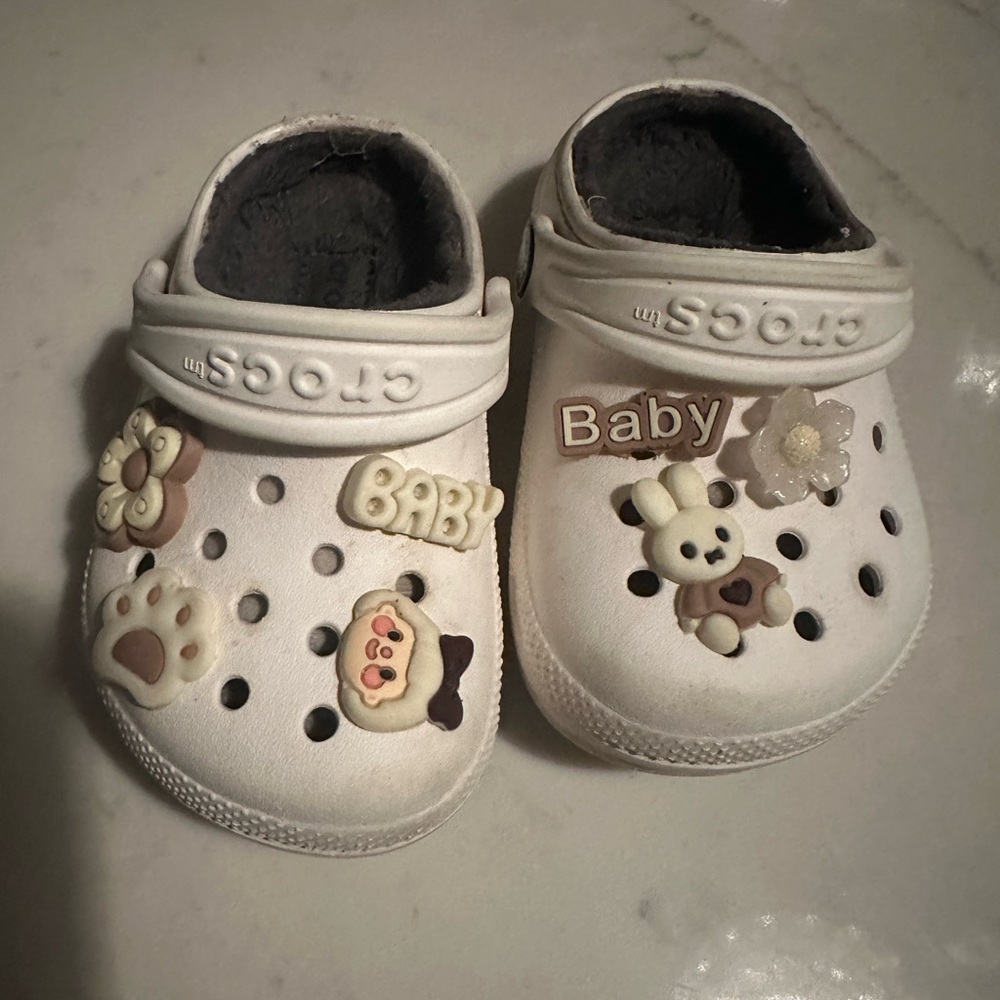 CROCS White Baby Walker Shoes with Perforated Design